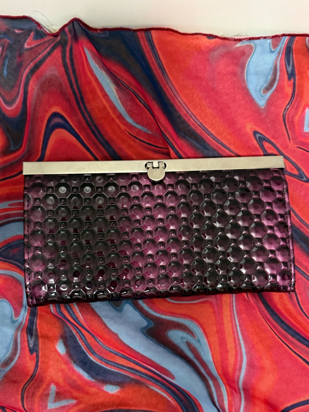 Vintage Deep Purple Transparent Lucite Geometric Clam Clutch Y2K 🔮👾